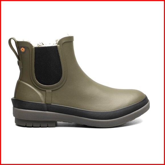 Waterproof Chelsea Boots with Faux Fur Lining Flat Heel Ankle Boots